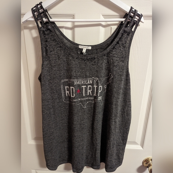 Maurices Tops - Maurices Road trip sleeveless grey road trip Tshirt size XXL